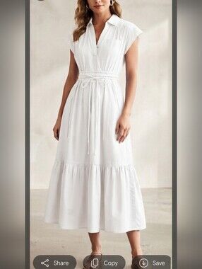Ces Femme White Tiered Tie-Waist Midi Dress